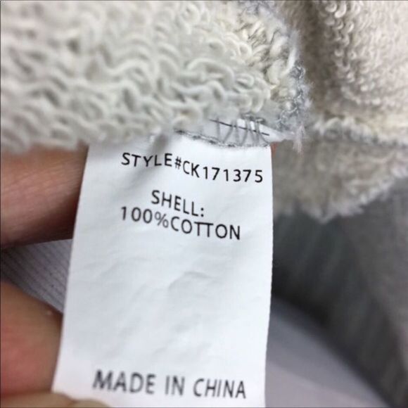 Code x Mode by Nordstrom Gray Ruffle Cropped Distressed Sweatshirt Med NWOT - Picture 10 of 12